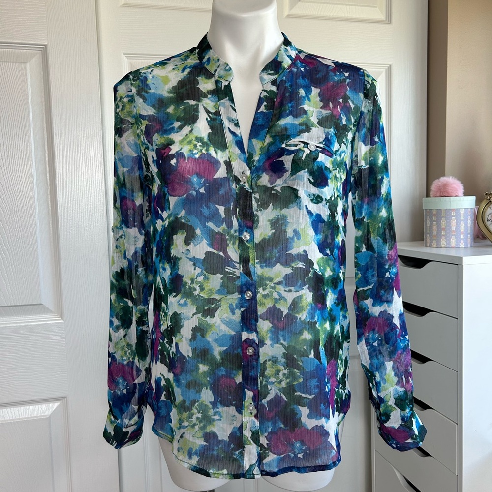 Kut From The Kloth Multicolor Floral Sheer Blouse